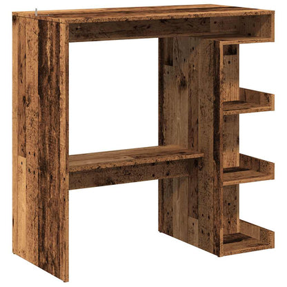 Table de bar étagère de rangement vieux bois 100 x 48 x 101,5cm