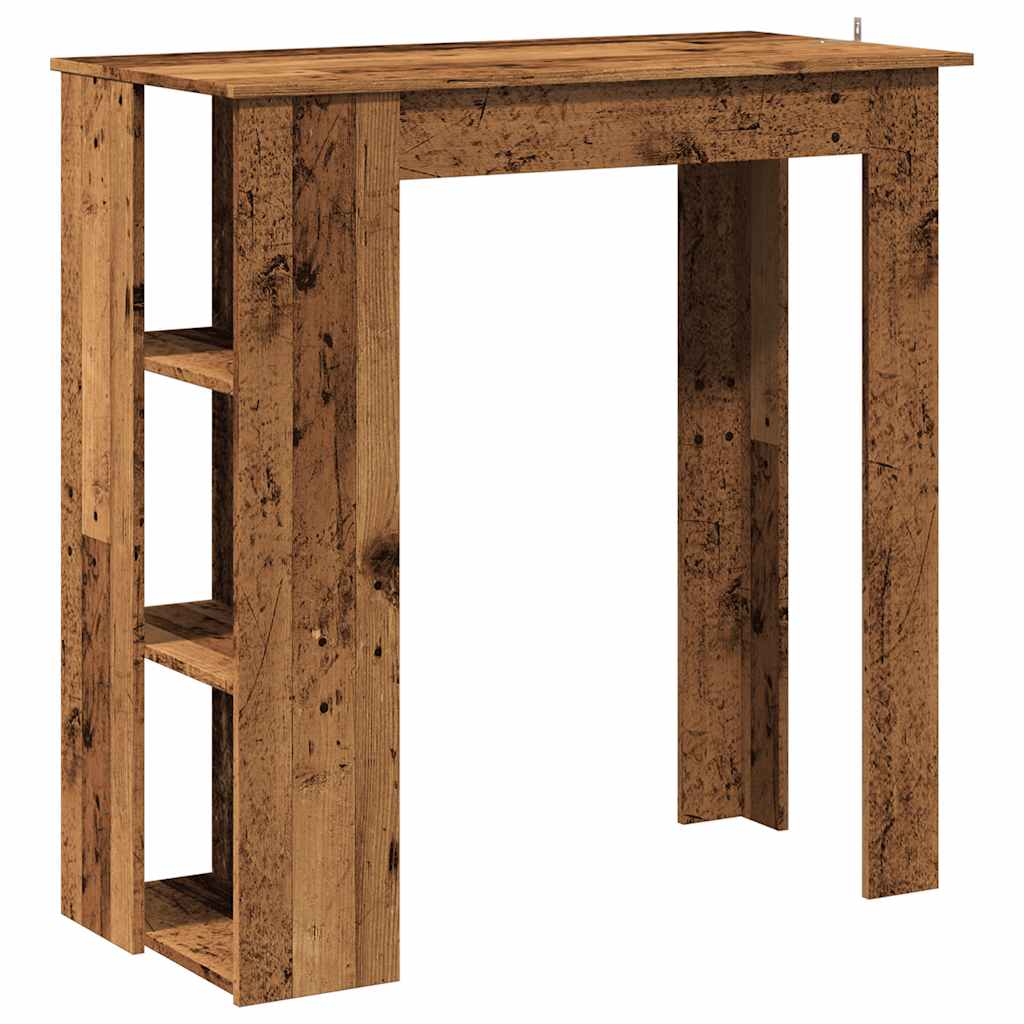 Table de bar avec étagère vieux bois bois d'ingénierie