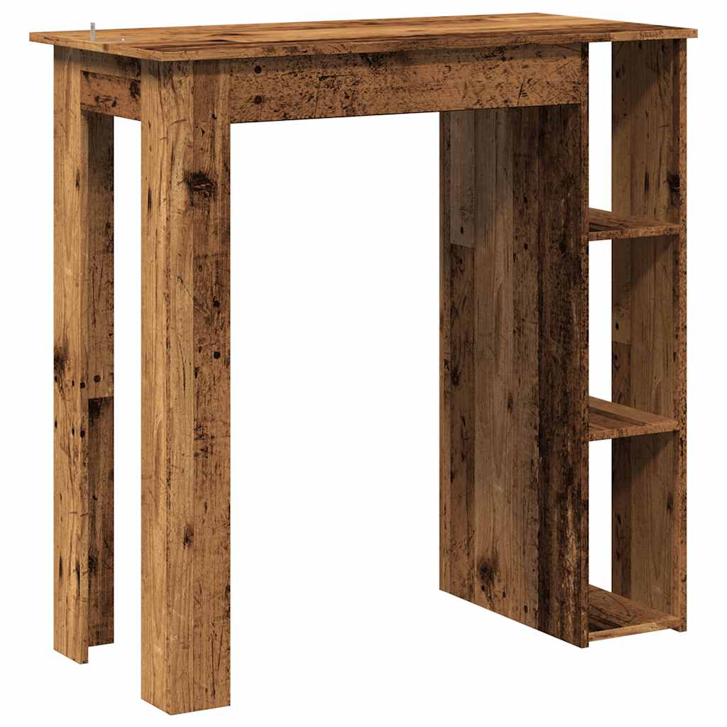 Table de bar avec étagère vieux bois bois d'ingénierie