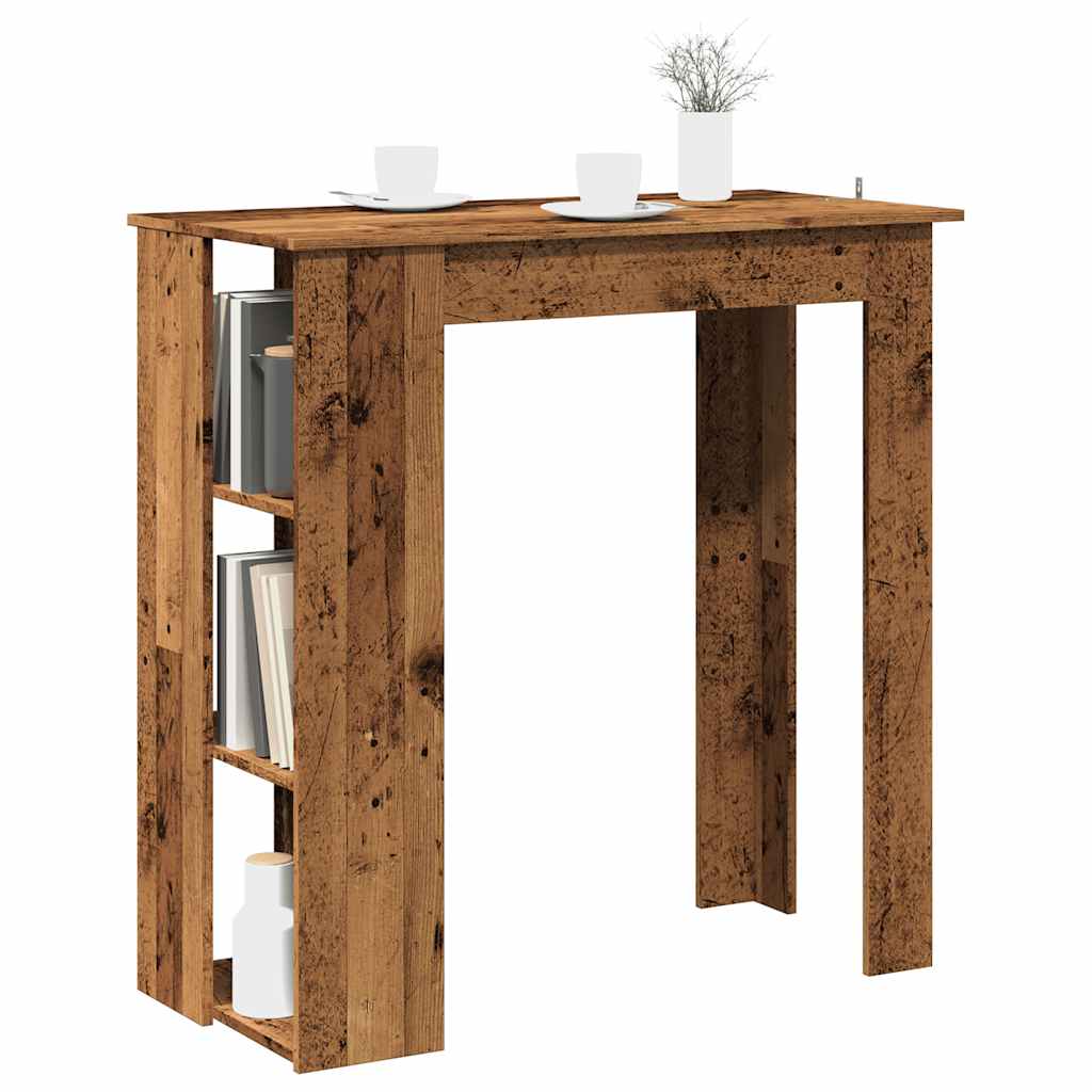 Table de bar avec étagère vieux bois bois d'ingénierie