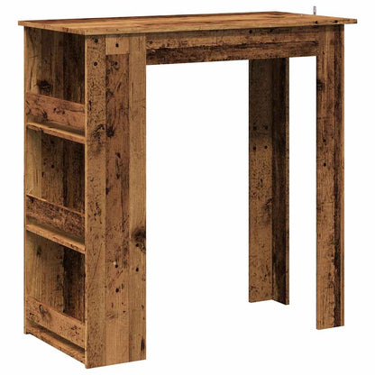 Table de bar et étagère de rangement vieux bois 102x50x103,5 cm