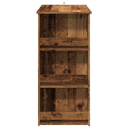 Table de bar et étagère de rangement vieux bois 102x50x103,5 cm