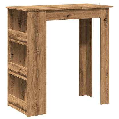 Table de bar avec étagère de rangement chêne artisanal