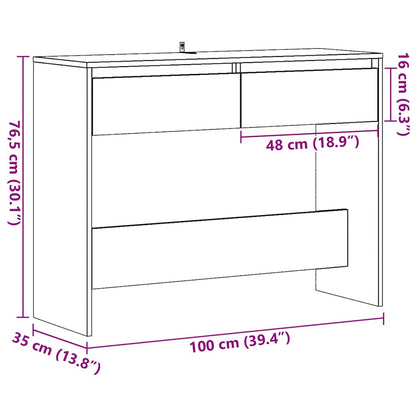 Table console chêne artisanal 100x35x76,5 cm bois d'ingénierie