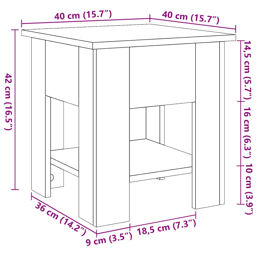 Table basse vieux bois 40x40x42 cm bois d'ingénierie