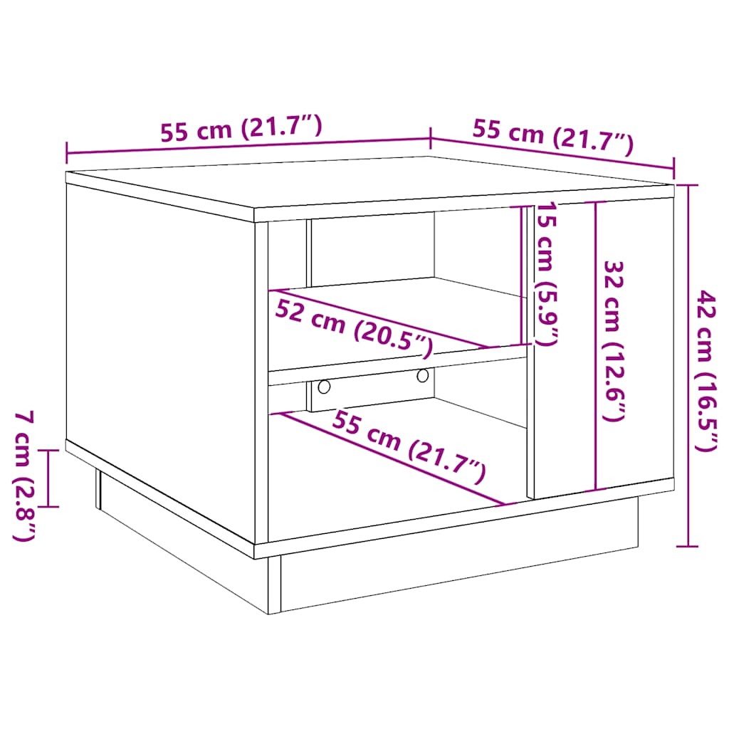 Table basse vieux bois 55x55x42 cm bois d'ingénierie