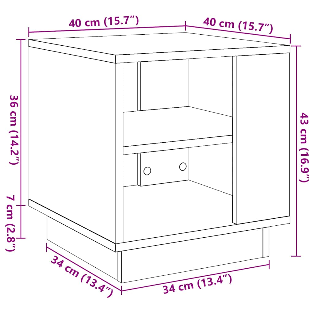 Table basse chêne artisanal 40x40x43 cm bois d'ingénierie