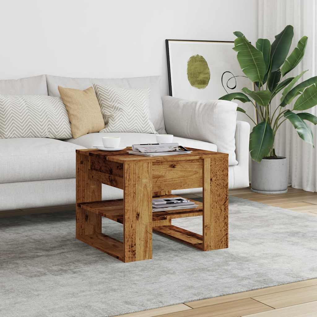 Table basse vieux bois 55,5x55x45 cm bois d'ingénierie