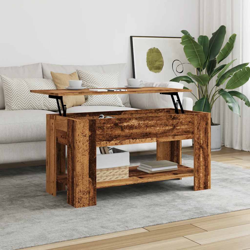 Table basse vieux bois 101x49x52 cm bois d'ingénierie