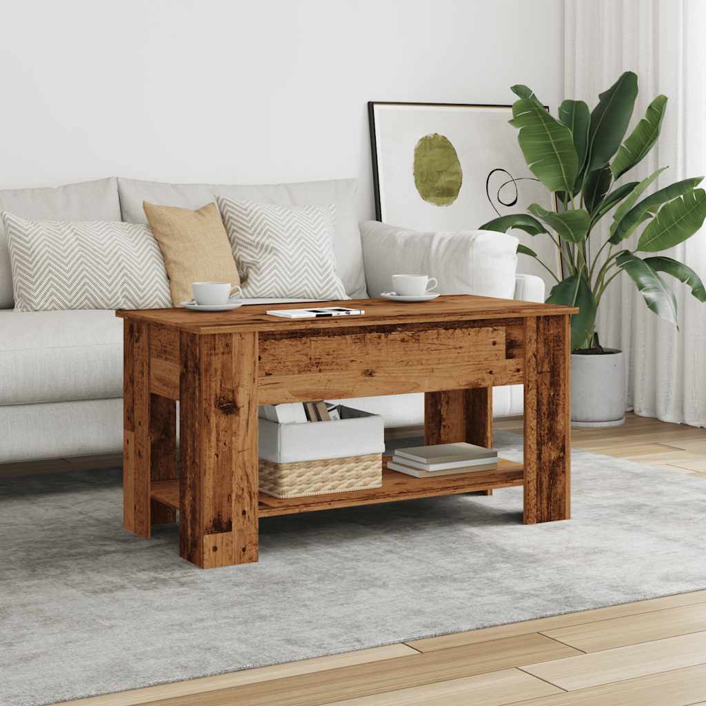 Table basse vieux bois 101x49x52 cm bois d'ingénierie