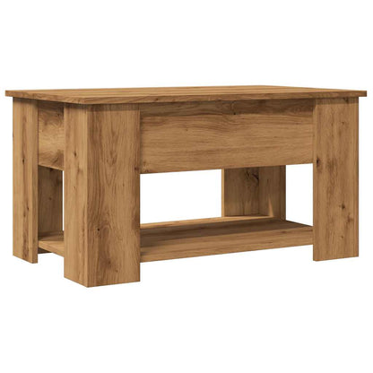 Table basse chêne artisanal 79x49x41 cm bois d'ingénierie