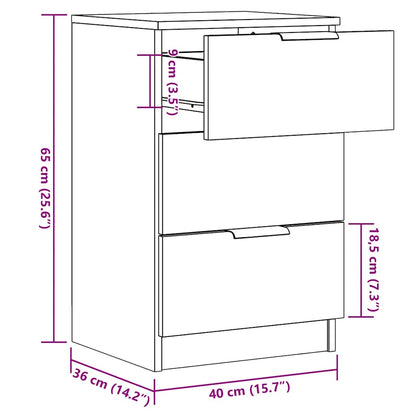 Tables de chevet 2 pcs vieux bois 40x36x65 cm bois d'ingénierie