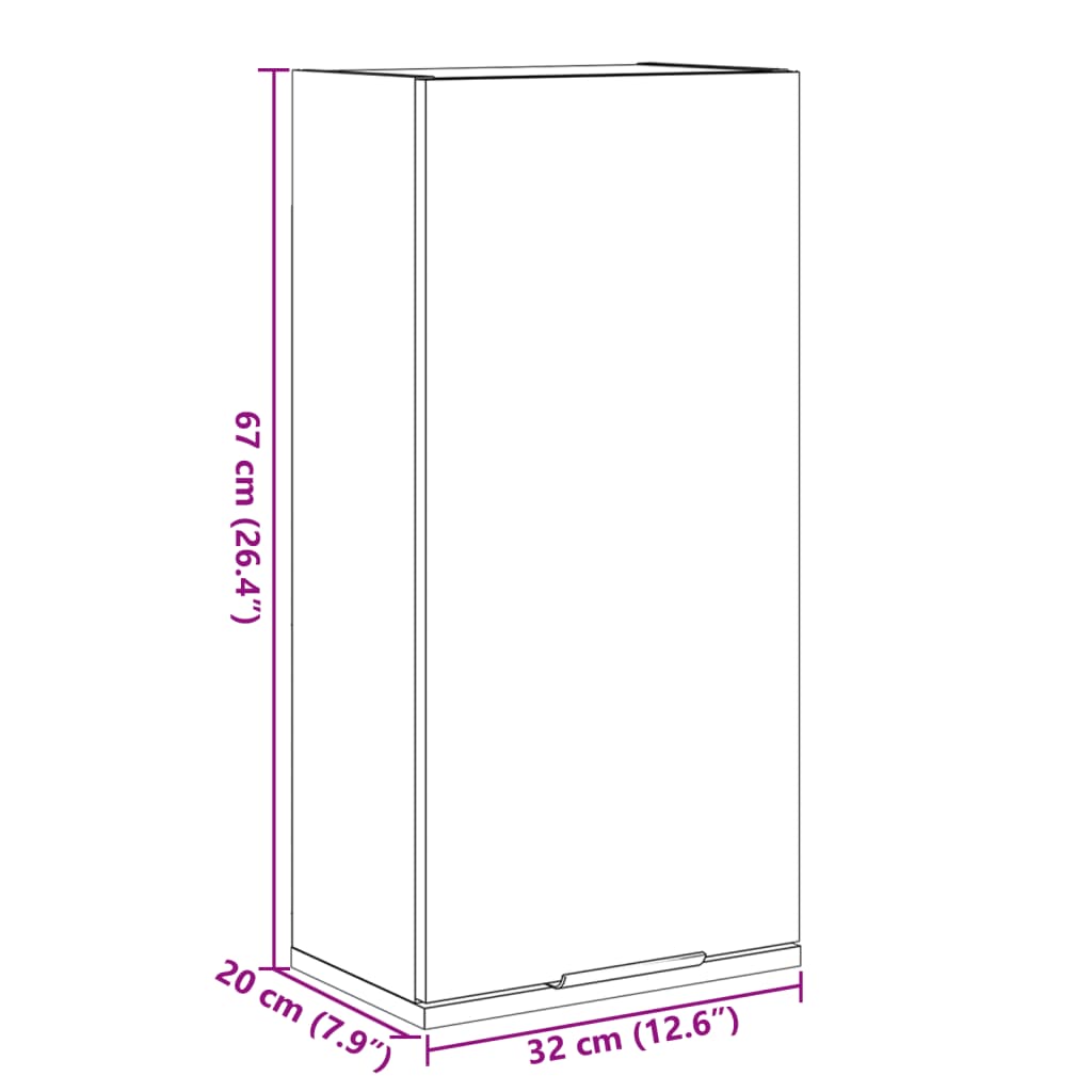 Armoire de salle de bain murale Gris béton 32x20x67 cm