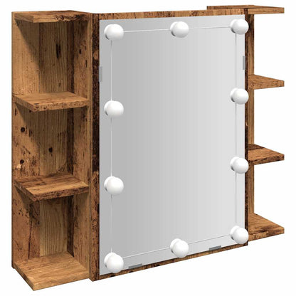 Armoire à miroir avec LED vieux bois 70x16,5x60 cm