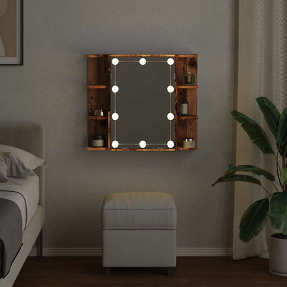 Armoire à miroir avec LED vieux bois 70x16,5x60 cm