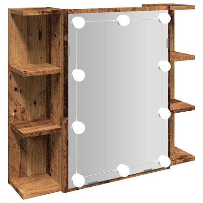 Armoire à miroir avec LED vieux bois 70x16,5x60 cm