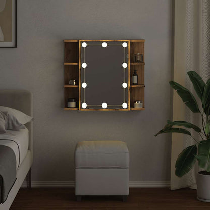 Armoire à miroir avec LED chêne artisanal 70x16,5x60 cm