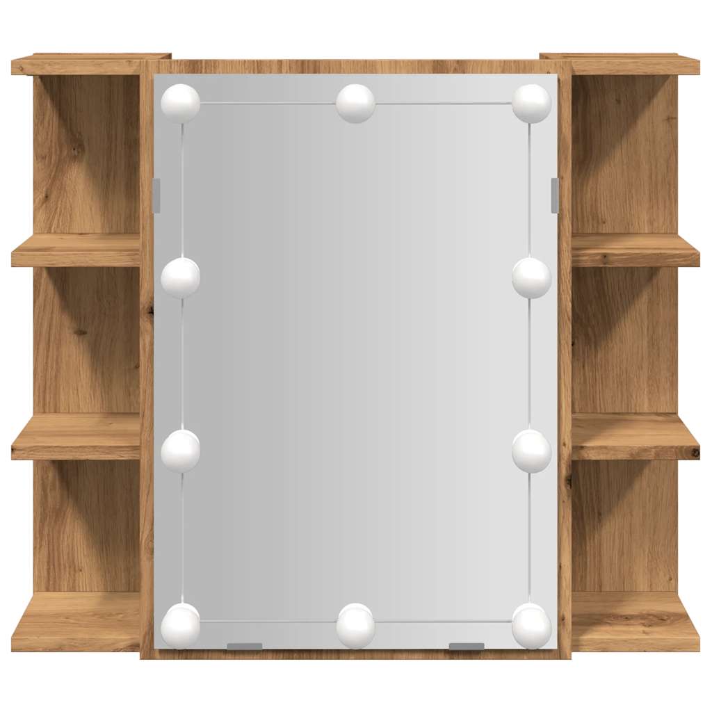 Armoire à miroir avec LED chêne artisanal 70x16,5x60 cm