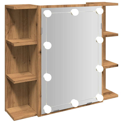 Armoire à miroir avec LED chêne artisanal 70x16,5x60 cm