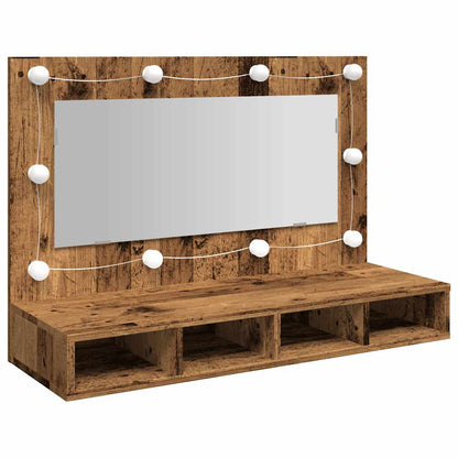 Armoire à miroir avec LED vieux bois 90x31,5x62 cm