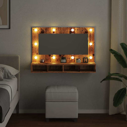 Armoire à miroir avec LED vieux bois 90x31,5x62 cm