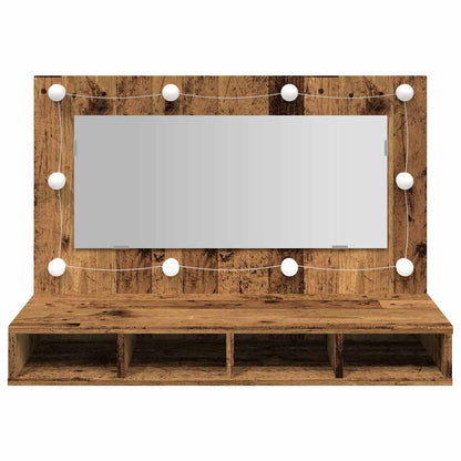 Armoire à miroir avec LED vieux bois 90x31,5x62 cm