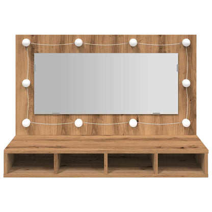 Armoire à miroir avec LED chêne artisanal 90x31,5x62 cm