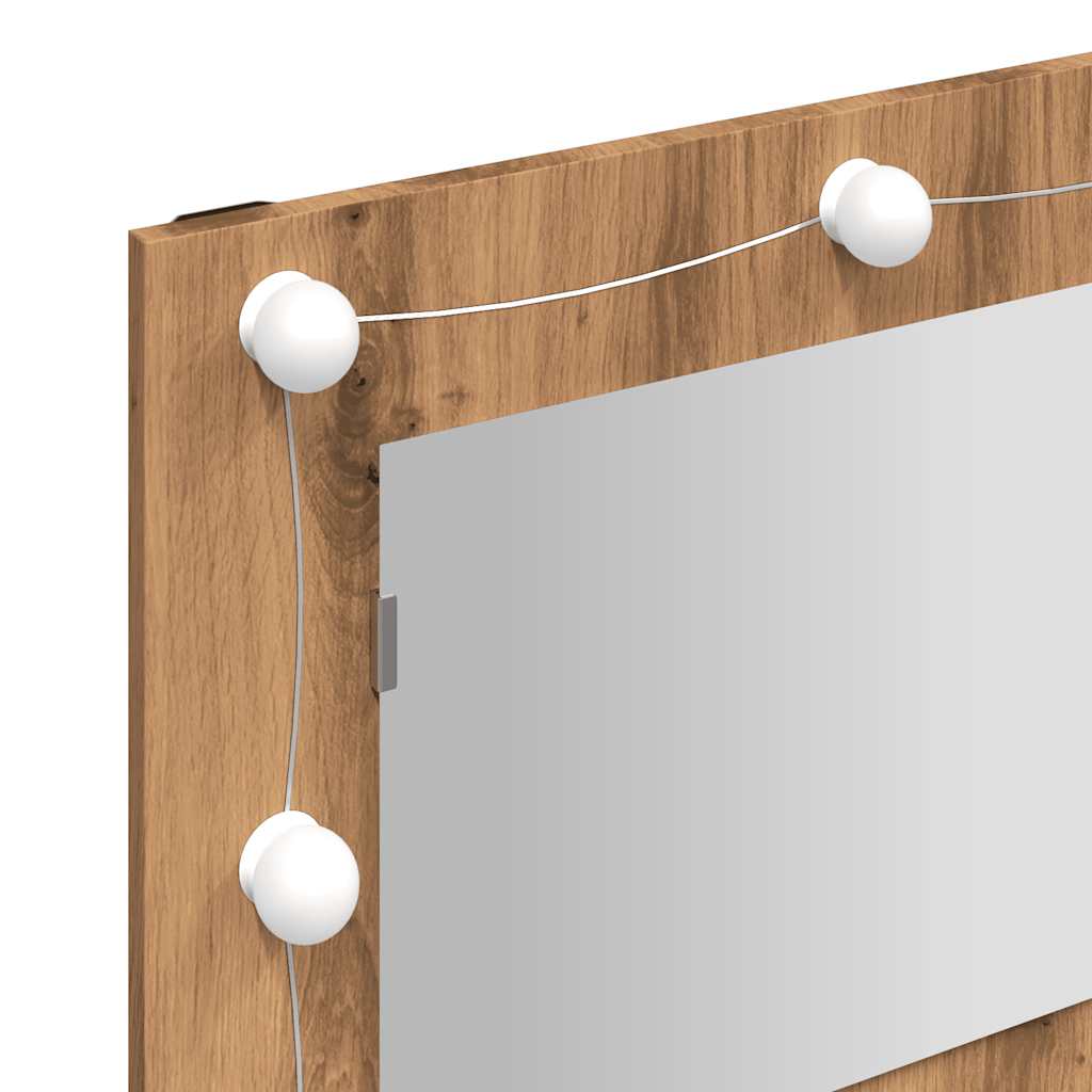 Armoire à miroir avec LED chêne artisanal 90x31,5x62 cm