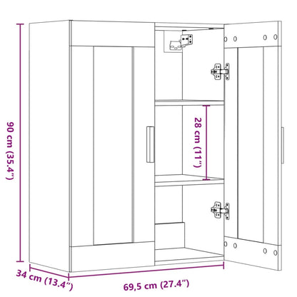 Armoire murale suspendue vieux bois 69,5x34x90 cm