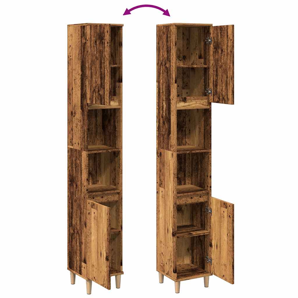 Armoire de salle de bain vieux bois 30x30x190cm bois ingénierie