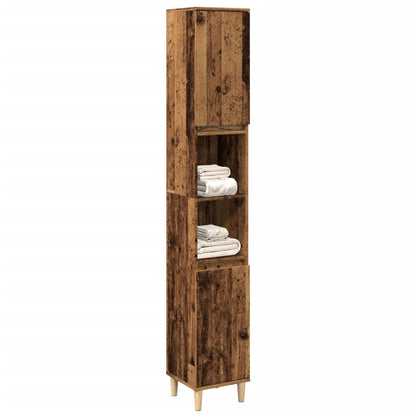 Armoire de salle de bain vieux bois 30x30x190cm bois ingénierie