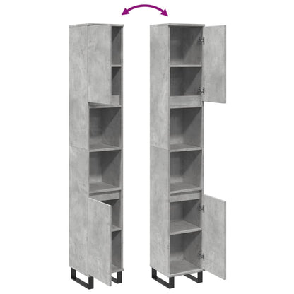 Armoire de salle de bain gris béton 30x30x190 cm