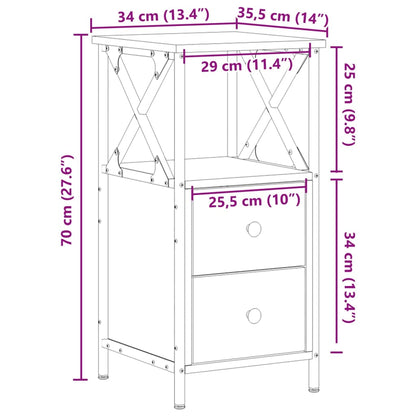 Table de chevet vieux bois 34x35,5x70 cm bois d'ingénierie