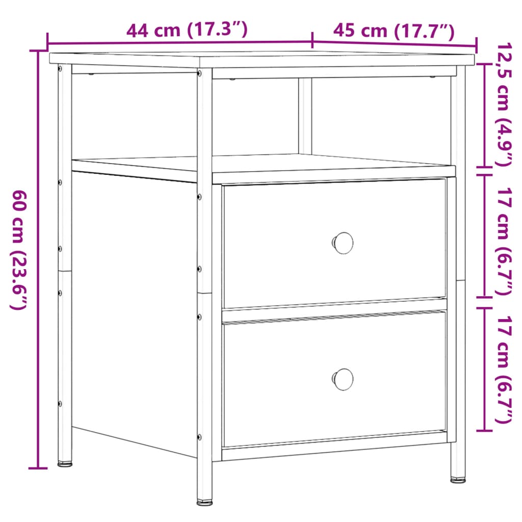 Table de chevet vieux bois 44x45x60 cm bois d'ingénierie