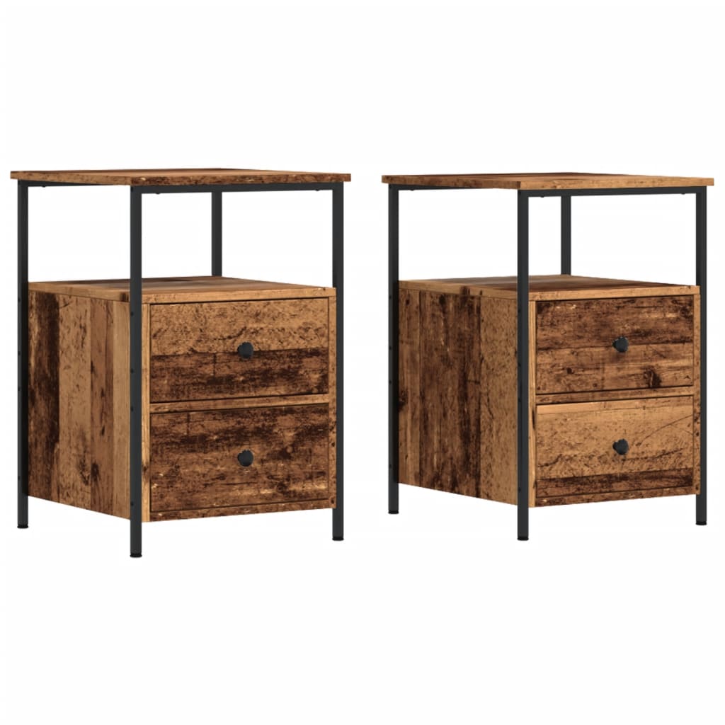 Tables de chevet 2 pcs vieux bois 34x35,5x50 cm bois ingénierie