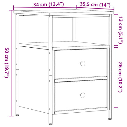 Tables de chevet 2 pcs vieux bois 34x35,5x50 cm bois ingénierie