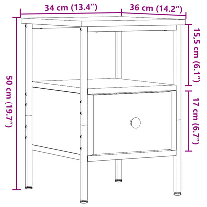 Table de chevet vieux bois 34x36x50 cm bois d’ingénierie