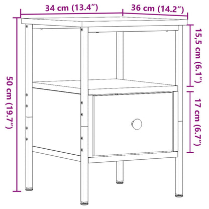 Tables de chevet 2 pcs vieux bois 34x36x50 cm bois d'ingénierie