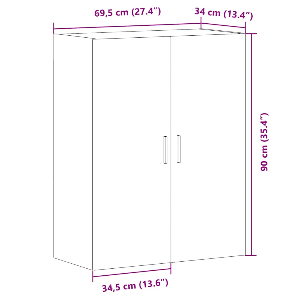 Armoire murale vieux bois 69,5x34x90 cm