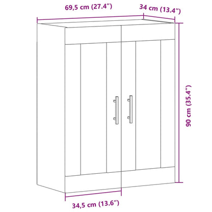 Armoire murale chêne artisanal 69,5x34x90 cm bois d'ingénierie