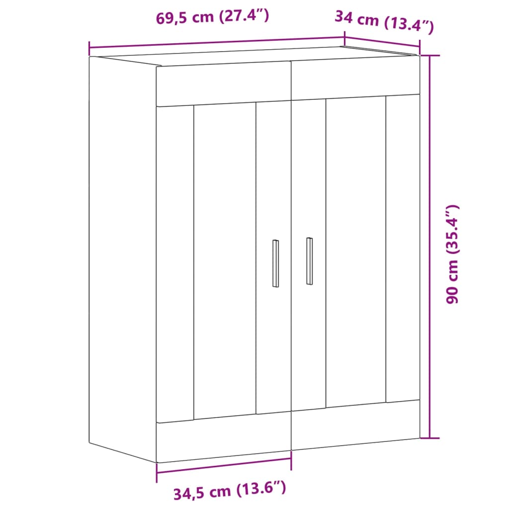 Armoire murale vieux bois 69,5x34x90 cm