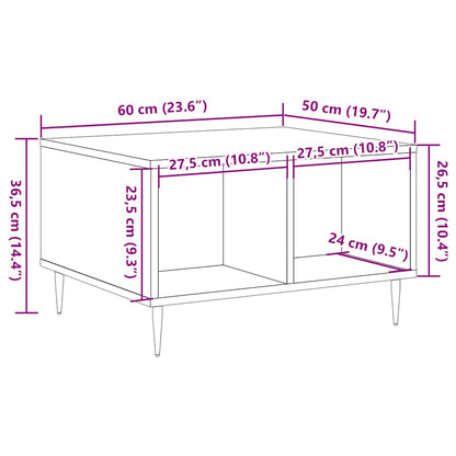 Table basse chêne artisanal 60x50x36,5 cm bois d'ingénierie