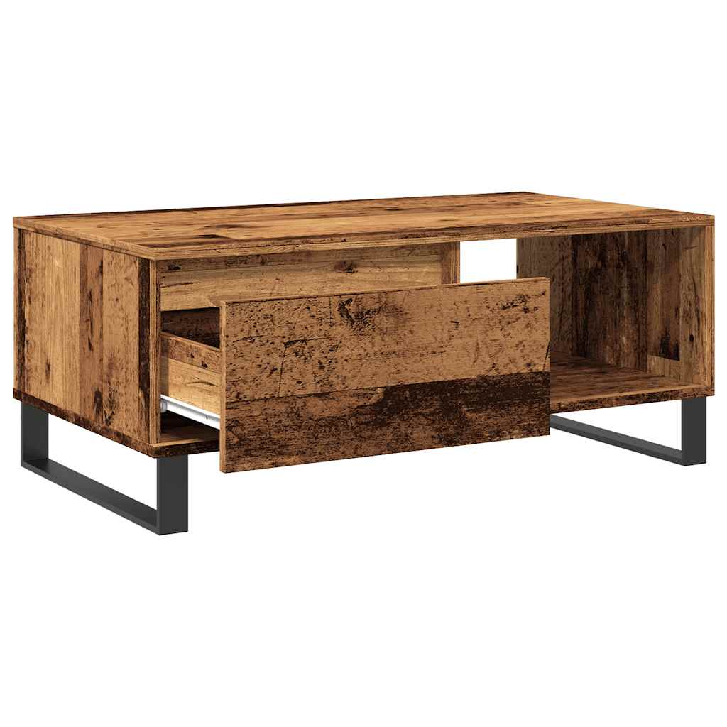 Table basse vieux bois 90x50x36,5 cm bois d'ingénierie