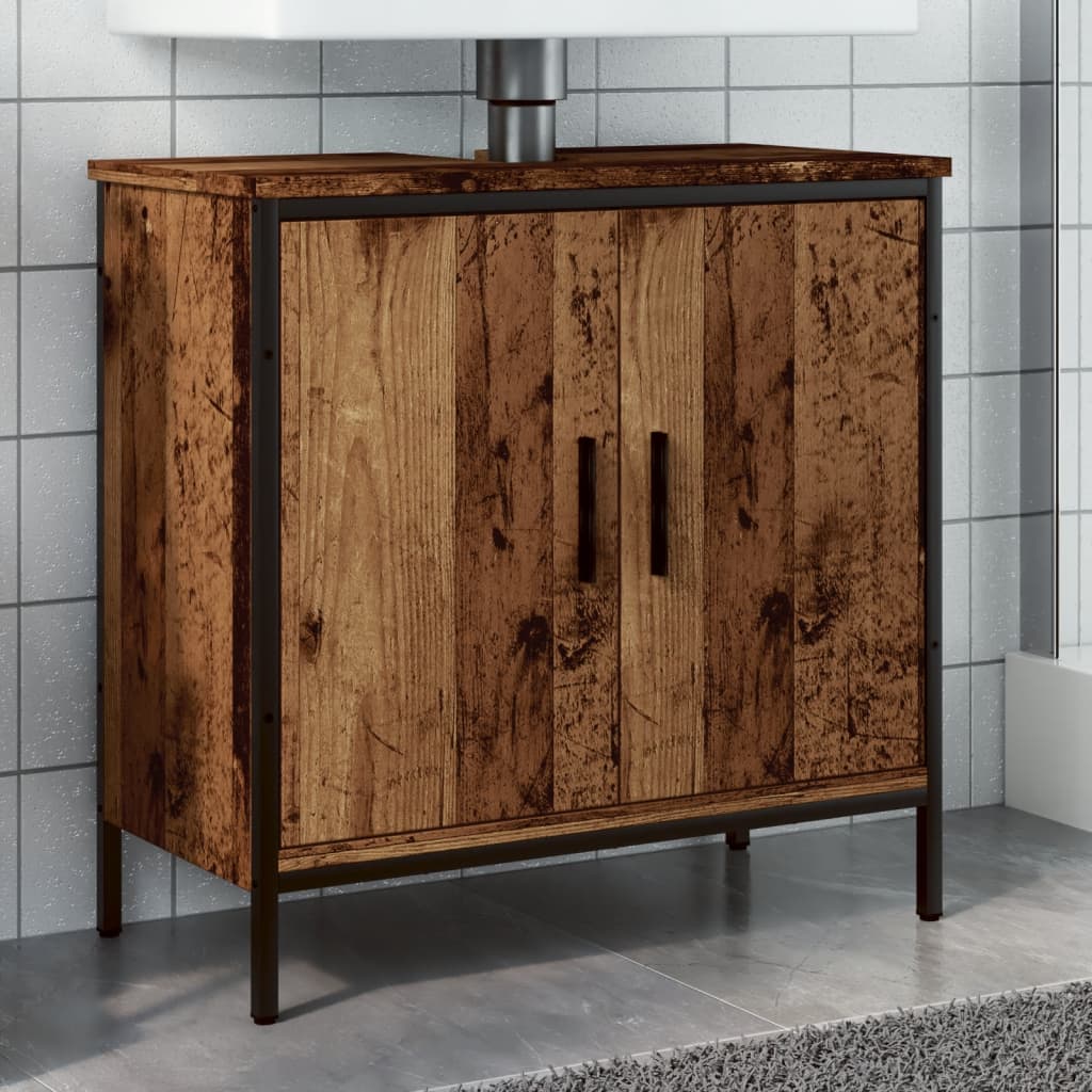 Armoire lavabo vieux bois 60x30x60 cm bois d'ingénierie