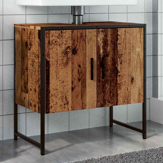 Armoire lavabo de salle de bain vieux bois 60x33x60 cm