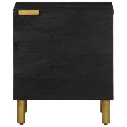 Table de chevet noir 40x33x46 cm bois de manguier solide