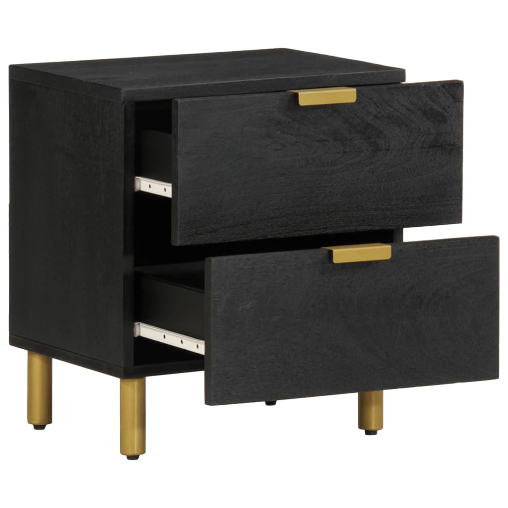 Tables de chevet 2 pcs noir 40x33x46 cm bois de manguier solide