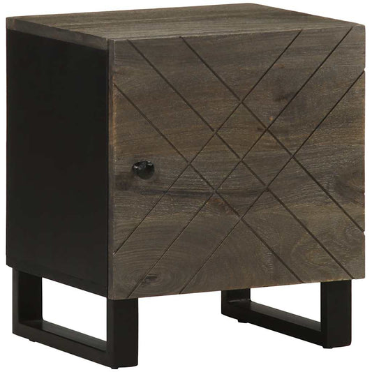 Table de chevet noir 40x33x46 cm bois de manguier solide