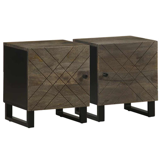 Tables de chevet 2 pcs noir 40x33x46 cm bois de manguier solide