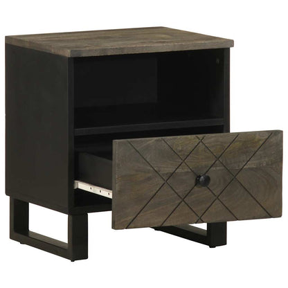 Table de chevet noir 40x33x46 cm bois de manguier solide